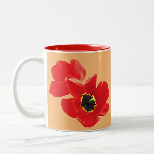 Mohnblumen für Mama, Oma-Familie und Freunde Zweifarbige Tasse (Links)