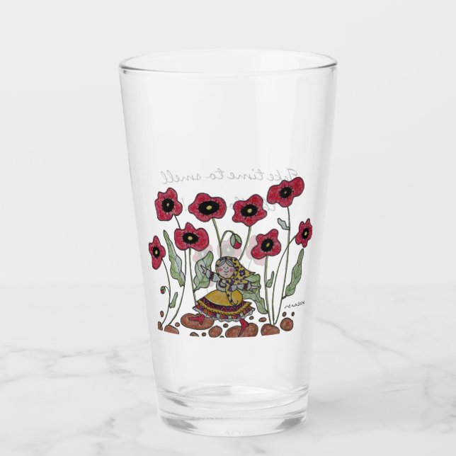 Mohnblumen für Ruhestands-Ukrainer-Volkskunst Glas (Vorderseite)