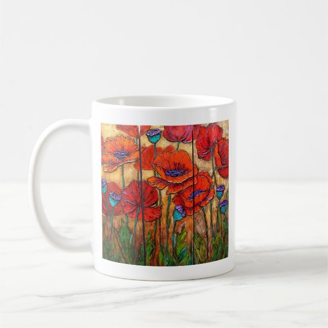 Mohnblumen-Garten-Tasse Kaffeetasse (Links)