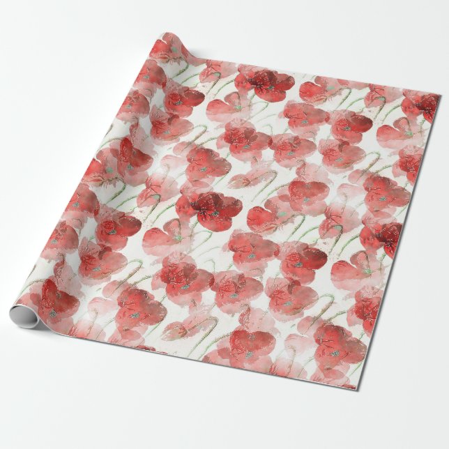 Mohnblumen Geschenkpapier (Ungerollt)