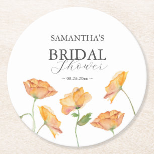 Mohnblumen-Getränkuntersetetzer in Orange Runder Pappuntersetzer