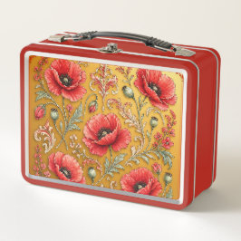 Mohnblumen goldenes Design  Metall Brotdose