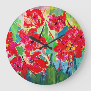 Mohnblumen Große Wanduhr