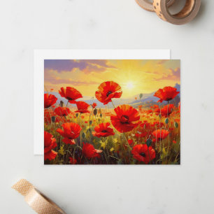 Mohnblumen im Abendlicht, Mitteilungskarte