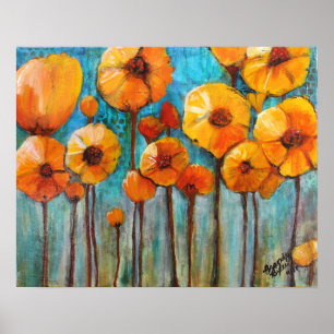 Mohnblumen im Fall Poster