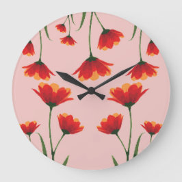 Mohnblumen im Morgenlicht Große Wanduhr