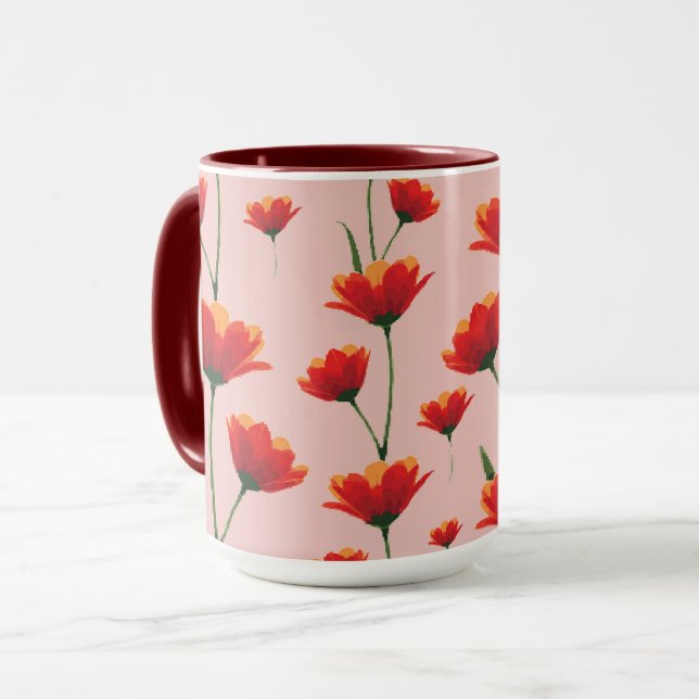 Mohnblumen im Morgenlicht Tasse (Vorderseite Links)