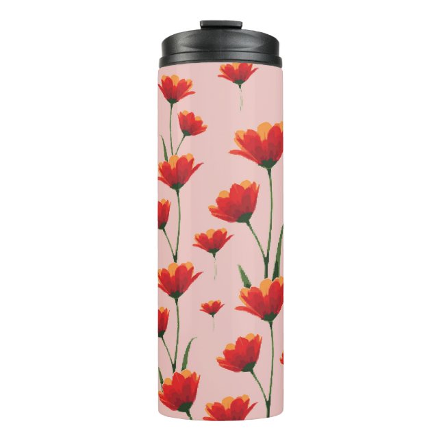 Mohnblumen im Morgenlicht Thermosbecher (Vorderseite)