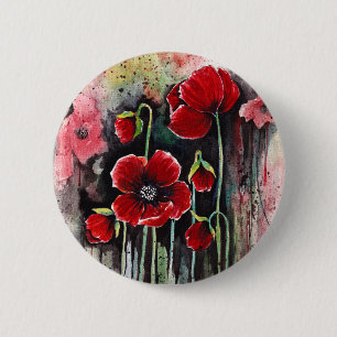 Mohnblumen in Aquarellen Button