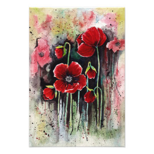 Mohnblumen in Aquarellen Fotodruck