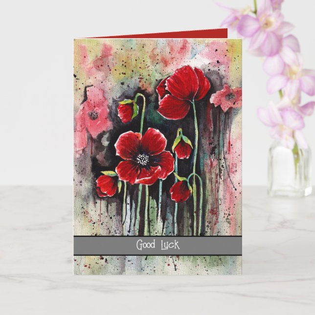 Mohnblumen in Aquarellen Karte (Orchidee)