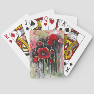 Mohnblumen in Aquarellen Spielkarten