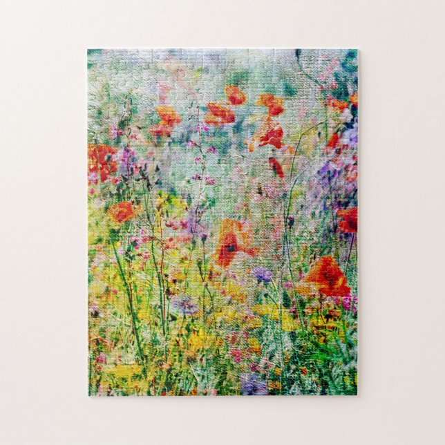 Mohnblumen in der Wiese Niedliche Naturlandschaft Puzzle (Vertikal)