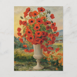 Mohnblumen in einer Vase, Van Goh Stil, Farbige Postkarte