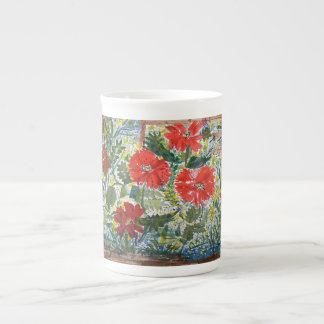 Mohnblumen - Knochen-China-Tasse Prozellantasse