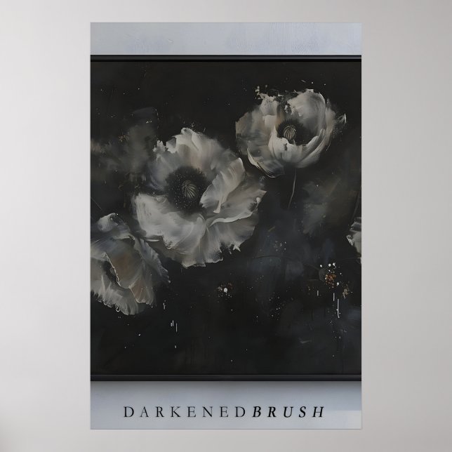 Mohnblumen Kunst, Dunkle Blumen, Abstrakte Blumenk Poster (Vorne)