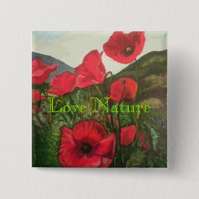 Mohnblumen, Liebe-Natur Button (Vorderseite)
