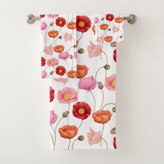 Mohnblumen Muster  Badhandtuch Set (Insitu)