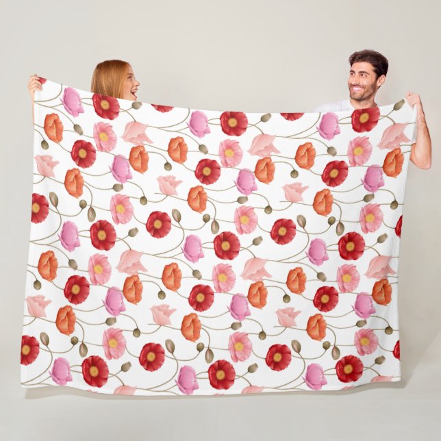 Mohnblumen Muster  Fleecedecke (Beispiel)