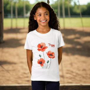 Mohnblumen Personalisiertes Mädchen-T-Shirt T-Shirt