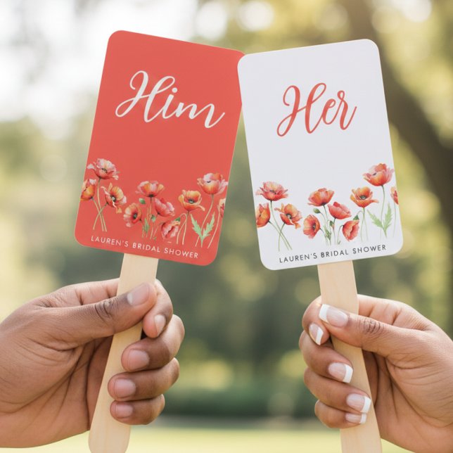 Mohnblumen-Ratespiel für Baby- oder Hochzeitsdusch Fächer (Poppy Flower Guess Who Game Baby Bridal Shower Hand Fan
)