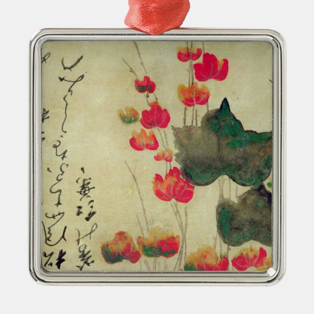 Mohnblumen Silbernes Ornament (Vorne)