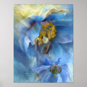 Mohnblumen-so blaues Kunst-Plakat/Druck Poster