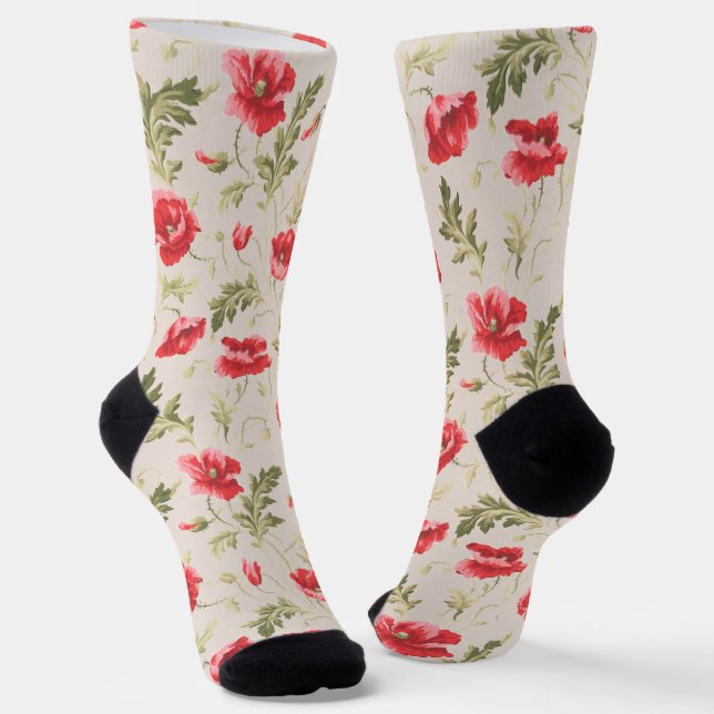 Mohnblumen Socken (Gewinkelt)