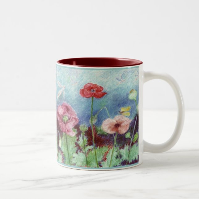 Mohnblumen-Tasse Zweifarbige Tasse (Rechts)