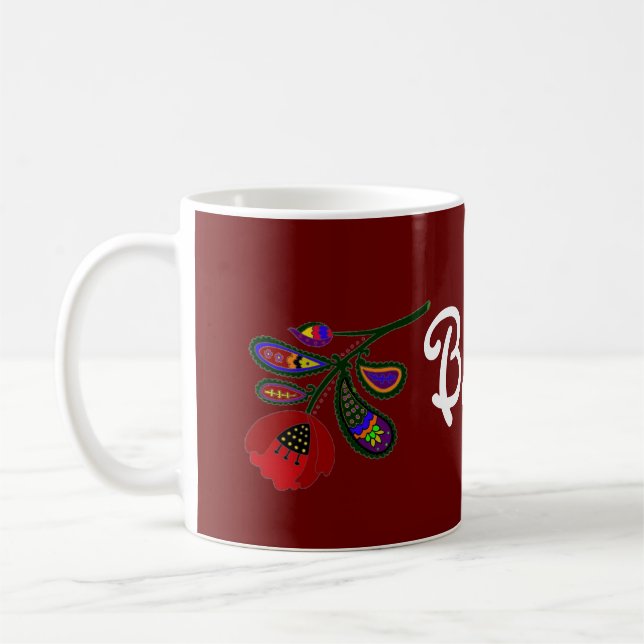 Mohnblumen-Ukrainer-Volkskunst Kaffeetasse (Links)