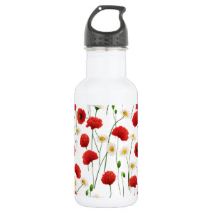 Mohnblumen und Gänseblümchen Edelstahlflasche