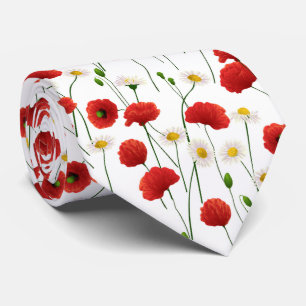 Mohnblumen und Gänseblümchen Krawatte