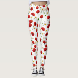 Mohnblumen und Gänseblümchen Leggings