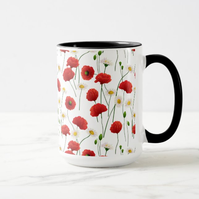 Mohnblumen und Gänseblümchen Tasse (Rechts)