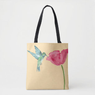 Mohnblumen und Kolibri-Tasche