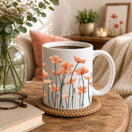 Mohnblumen und leichte botanische Wiese Kaffeetasse