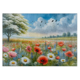 Mohnblumen-Wiese-Schneidbrett Schneidebrett