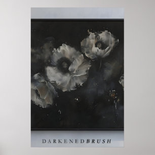 Mohnblumenkunst, dunkle Blumen, abstrakte Blumenku Poster