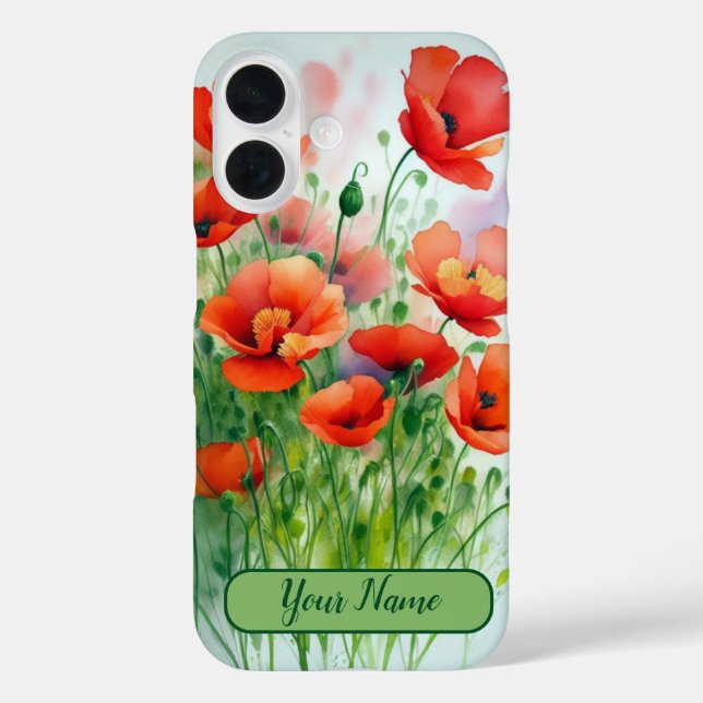 Mohnblumenwiese, Aquarell -  Case-Mate iPhone Hülle (Rückseite)