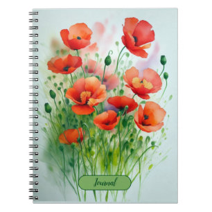 Mohnblumenwiese, Aquarell -   Notizblock