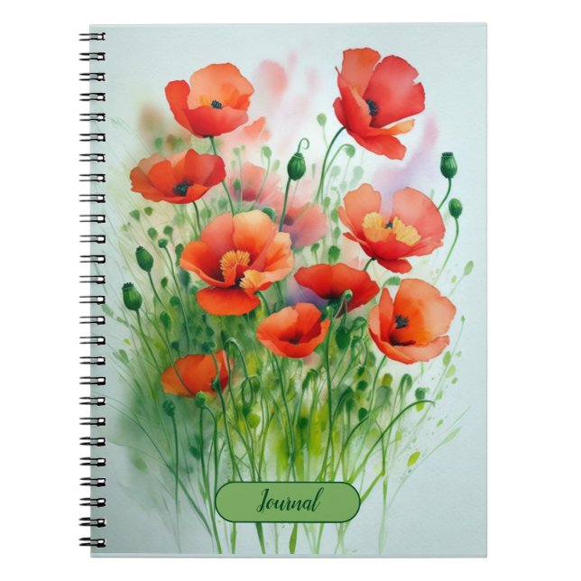 Mohnblumenwiese, Aquarell -   Notizblock (Vorderseite)