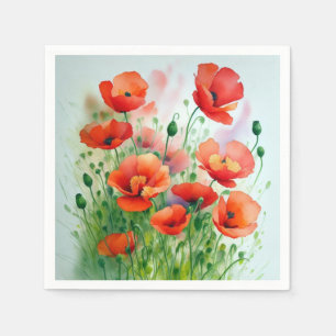 Mohnblumenwiese, Aquarell -   Serviette
