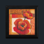 Mohnblüte auf Tan und Orange Hintergrund Erinnerungskiste<br><div class="desc">Man kann fast die Textur der Blütenblätter auf diesen Mohnblüten spüren,  die von Tim O'Toole gemalt wurden. Sie harmonieren perfekt mit dem bräunlichen und orangefarbenen Hintergrund und schaffen eine prächtige poetische Optik. Kaufen Sie es für Ihre Zuhause oder geben Sie es als Geschenk!</div>