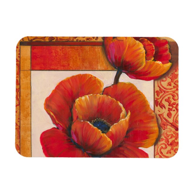 Mohnblüte auf Tan und Orange Hintergrund Magnet (Horizontal)