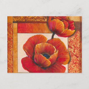 Mohnblüte auf Tan und Orange Hintergrund Postkarte