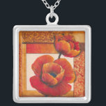 Mohnblüte auf Tan und Orange Hintergrund Versilberte Kette<br><div class="desc">Man kann fast die Textur der Blütenblätter auf diesen Mohnblüten spüren,  die von Tim O'Toole gemalt wurden. Sie harmonieren perfekt mit dem bräunlichen und orangefarbenen Hintergrund und schaffen eine prächtige poetische Optik. Kaufen Sie es für Ihre Zuhause oder geben Sie es als Geschenk!</div>