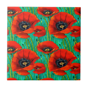 Mohnblüte Blume nahtlos rotes Blumenmuster Fliese
