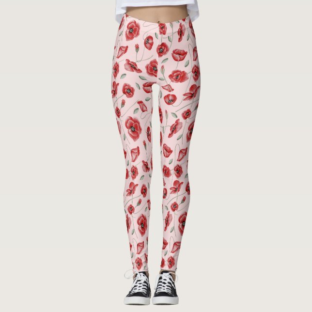 Mohnblüte Leggings (Vorderseite)