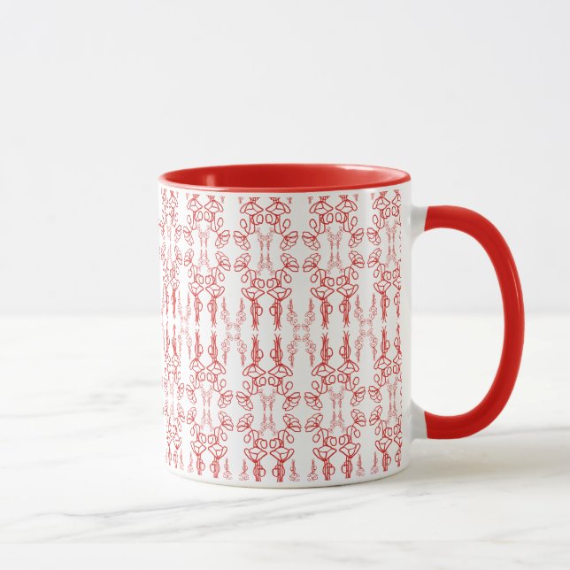 Mohnblüte, Rot-auf-White-Ringer-Kaffee-Tasse Tasse (Rechts)
