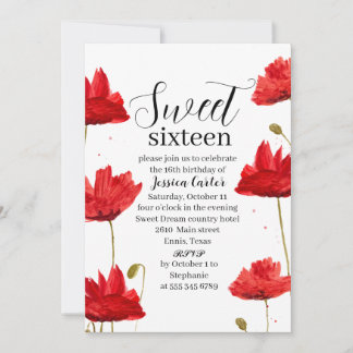 Mohnblütenblüten Süß 16 16 Einladung